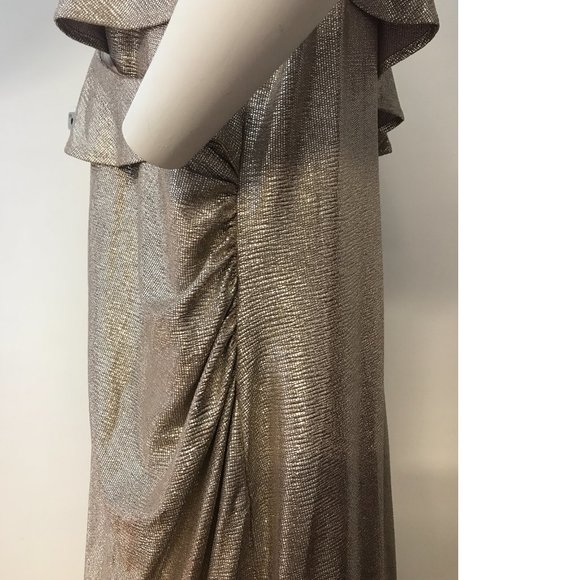 NWT Le Chateau Champagne Gold Ruffle Drape PLUS SIZE Slim Bodycon Wedding dress - Picture 6 of 6